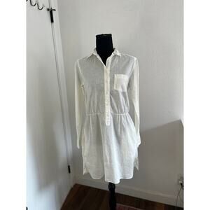 NWT Uniqlo White Long Sleeve Collared Shirt Dress - M